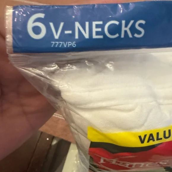 Hanes Classic White V-Neck T-Shirts 6-Pack - Picture 2 of 2